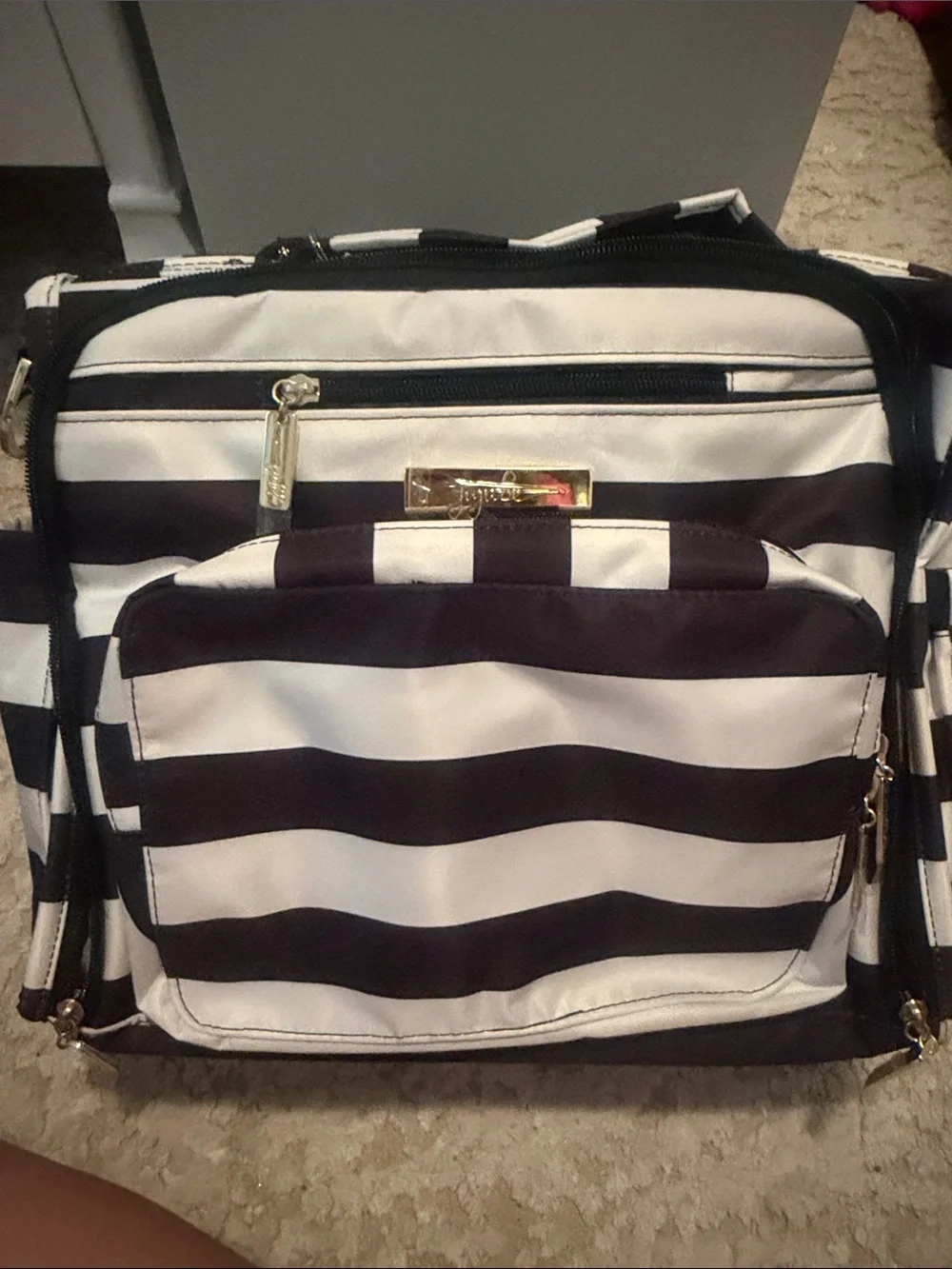 Ju-Ju-Be Legacy “The First Lady” Black and White Striped Baby Bag